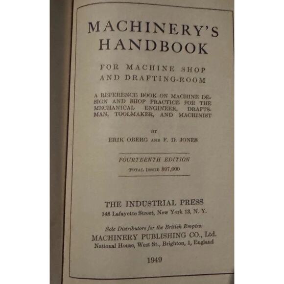 Machinery’s Handbook 14th Edition Industrial Press Machinist Reference Book - Picture 5 of 12
